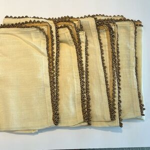 4 Pier 1 Imports  NWT VTG 100% cotton napinks beaded cloth cream gold 20”x 20”